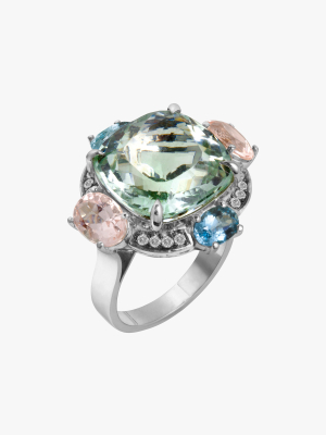 Pastel Gemstone & Diamond Ring