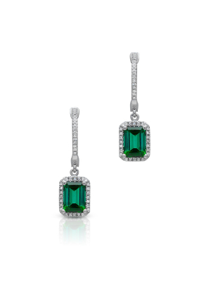 14kt White Gold Diamond Green Tourmaline Laney Earrings