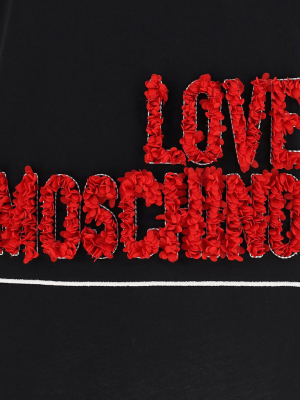 Love Moschino Logo Embroidered Crewneck T-shirt