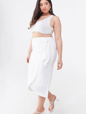 Plus Size Mock Wrap Skirt