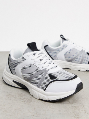 Asos Design Dawson Lace Up Sneakers In White & Black