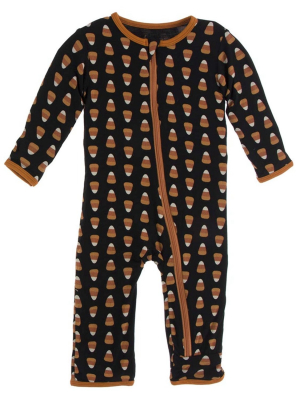 Kickee Pants Print Coverall With Zipper - Midnight Candy Corn