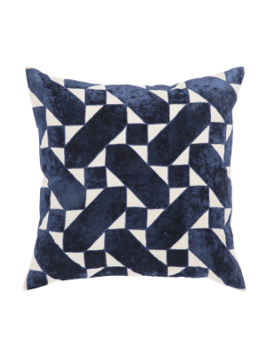 Danceteria Blue & Ivory Geometric Throw Pillow