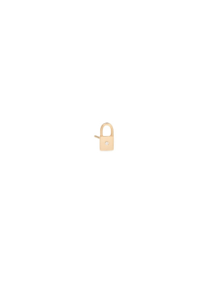 14k Single Diamond Midi Bitty Padlock Stud