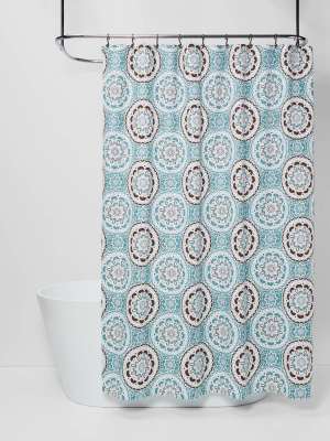 Medallion Shower Curtain Blue/brown - Threshold™