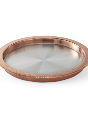 Hammered Copper Double Wall Round Tray