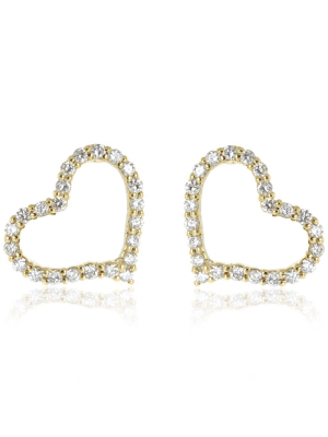 Diamond Open Heart Earrings