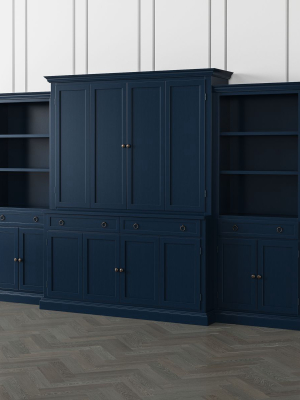 Cameo Indigo 4-piece Entertainment Center With Storage Bookcases