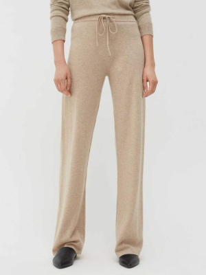 Oatmeal Cashmere Wide-leg Pants