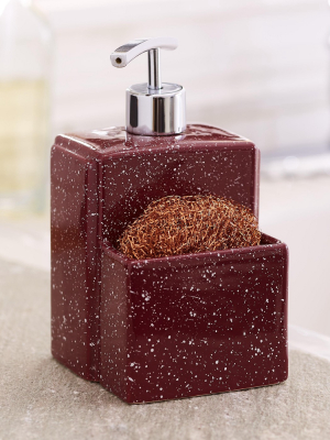 Lakeside Soap Dispenser With Sponge Holder - Kitchen Sink Caddy Accessory
