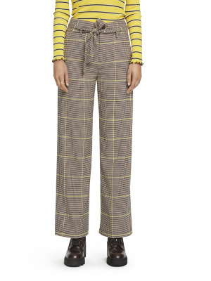 Wide-leg High-rise Checked Pants
