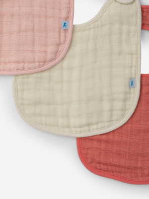 Cotton Muslin Classic Bib 3 Pack - Rose Petal