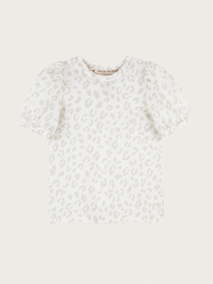 Kids On The Moon Puff Top - Leopard Mist