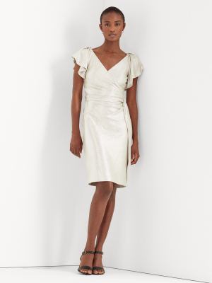 Metallic Surplice Dress