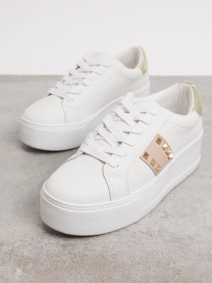 Steve Madden Pingo Flatform Sneakers In White