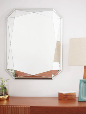 30" Faceted Wall Mirror, Emerald Cut