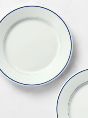 Apilco Tradition Blue-banded Porcelain Salad Plates