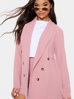 Pink Oversized Button Detail Blazer