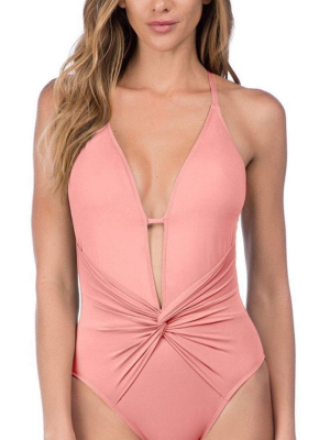 La Blanca Island Goddess One Piece In Light Coral Lb7aa15-lcr