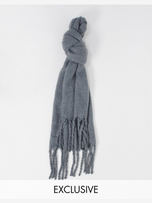 My Accessories London Exclusive Super Soft Scarf With Tassels In Gray