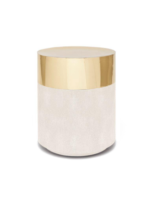 Maxine Stool Brass And Snow Faux Shagreen