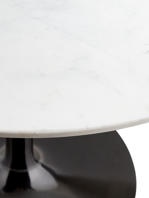 Nero 36" White Marble Dining Table With Bronze Base