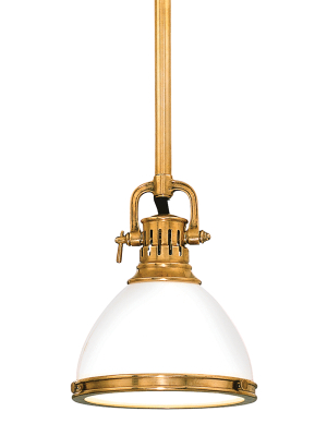 Hudson Valley Lighting Randolph Pendant - Aged Brass & Opal Glossy