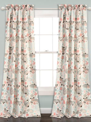 Pixie Fox Curtain Panels Pink/gray- Lush Décor