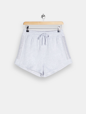 Gray Panel Diamante Shorts