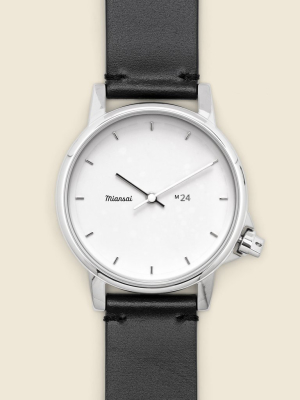 M24 Japanese Watch 39mm - Silver/white/black Leather