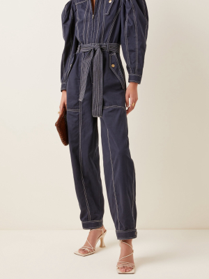 Leo Belted Cotton-twill Jumpsuit