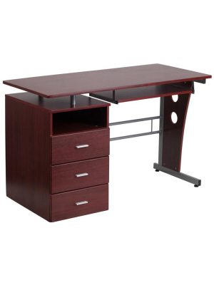 Lily Mahogany 3 Drawer Office Desk