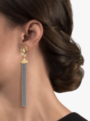 Butterfly Ginkgo Tassel Earrings With Diamonds