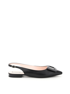 Roger Vivier Gommettine Buckle Slingback Ballerina Flats