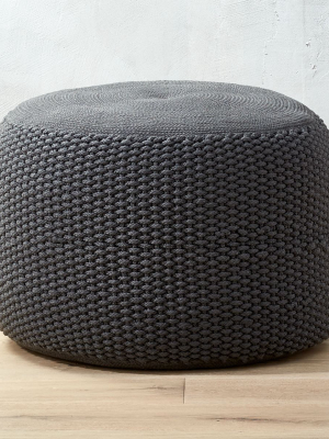 Criss Knit Grey Pouf