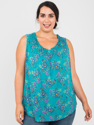 Lucy Floral Scoop Neck Tank (plus Size)