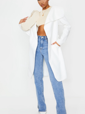 Veronica Cream Oversized Waterfall Belt Coat