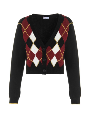 Redvalentino Arygle Cropped Cardigan