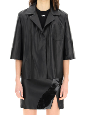 Off-white Cropped Sleeve Leather Shirt