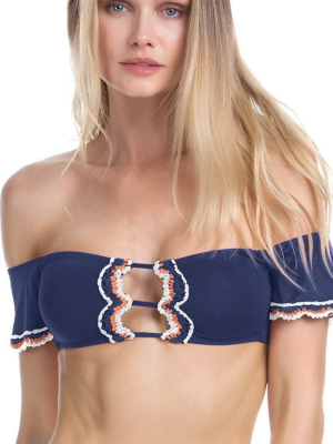 Becca Medina Cold Shoulder Bikini Top In Indigo 943687-ind