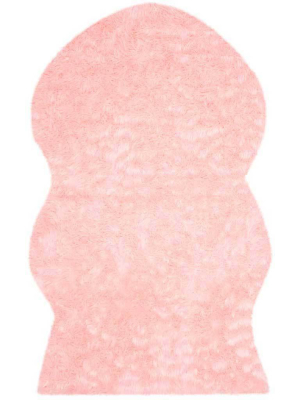 Faux Sheepskin Pelt Pink Area Rug