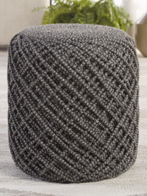 Lykke Indoor/outdoor Pouf In Gray & Black