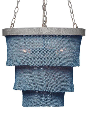 Patricia Chandelier Small Dusty Blue Coco Beads And Silver Metal