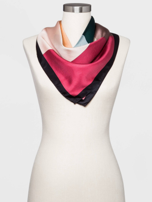 Women's Geometric Print Silk Scarf - A New Day™ Cream One Size