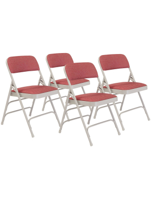 Set Of 4 Deluxe Fabric Padded Triple Brace Folding Chairs - Hampton Collection