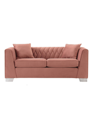 Cambridge Contemporary Loveseat Steel/blush - Armen Living