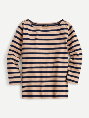 Structured Boatneck T-shirt In Stripe