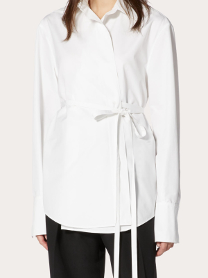 Belted Cotton Poplin Shirt