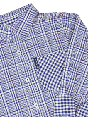 Boys' Blue Plaid & Gingham Yarn Dyed Shirt (sizes 8-18)