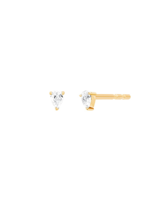 Mini Pear Diamond Studs - Yellow Gold